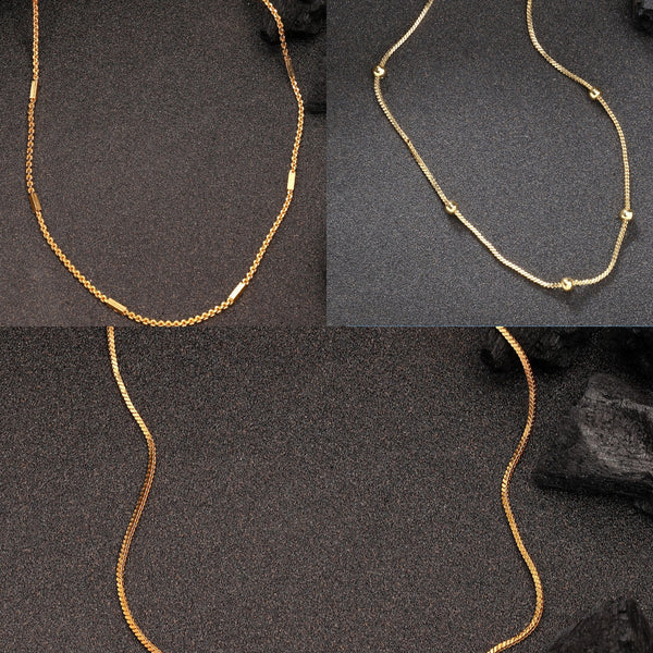 NVR Women's Set of 3 Gold-Polished Minimal Chain - Distacart