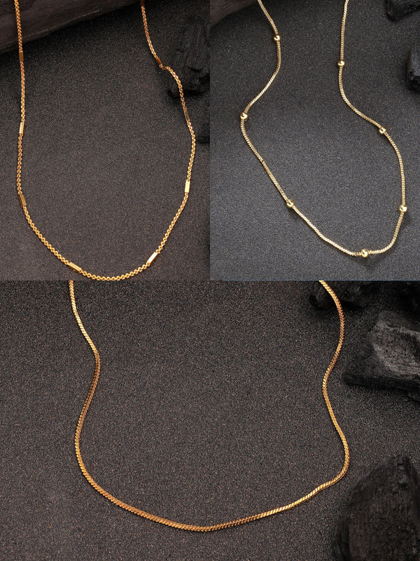 NVR Women's Set of 3 Gold-Polished Minimal Chain - Distacart