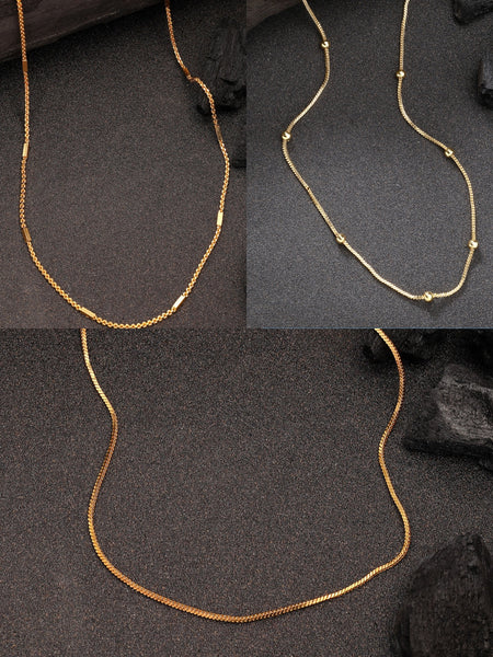 NVR Women's Set of 3 Gold-Polished Minimal Chain - Distacart