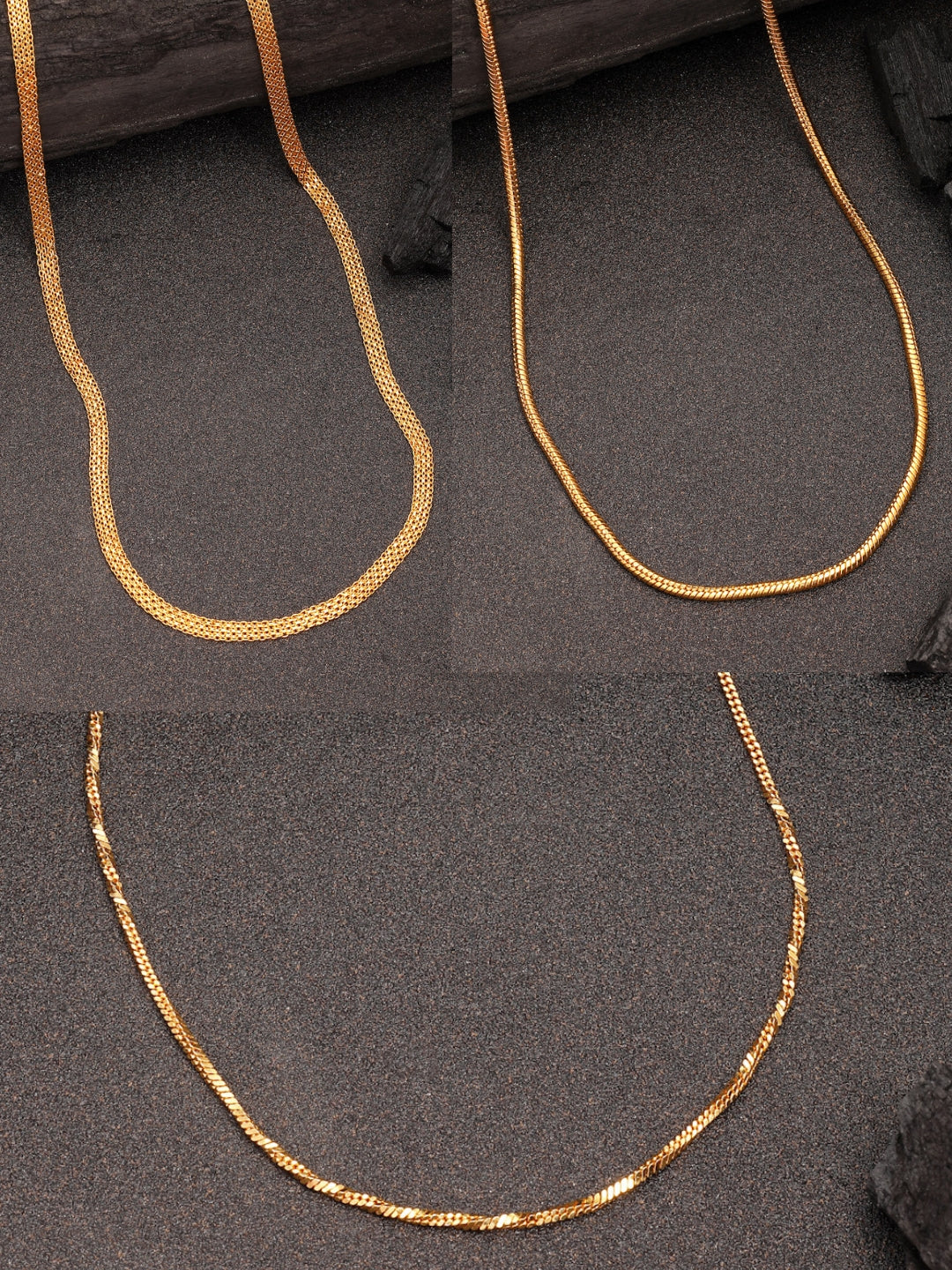 NVR Women's Set of 3 Gold-Polished Minimal Chain - Distacart