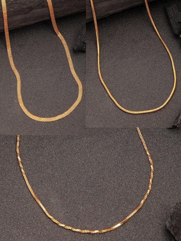 NVR Women's Set of 3 Gold-Polished Minimal Chain - Distacart