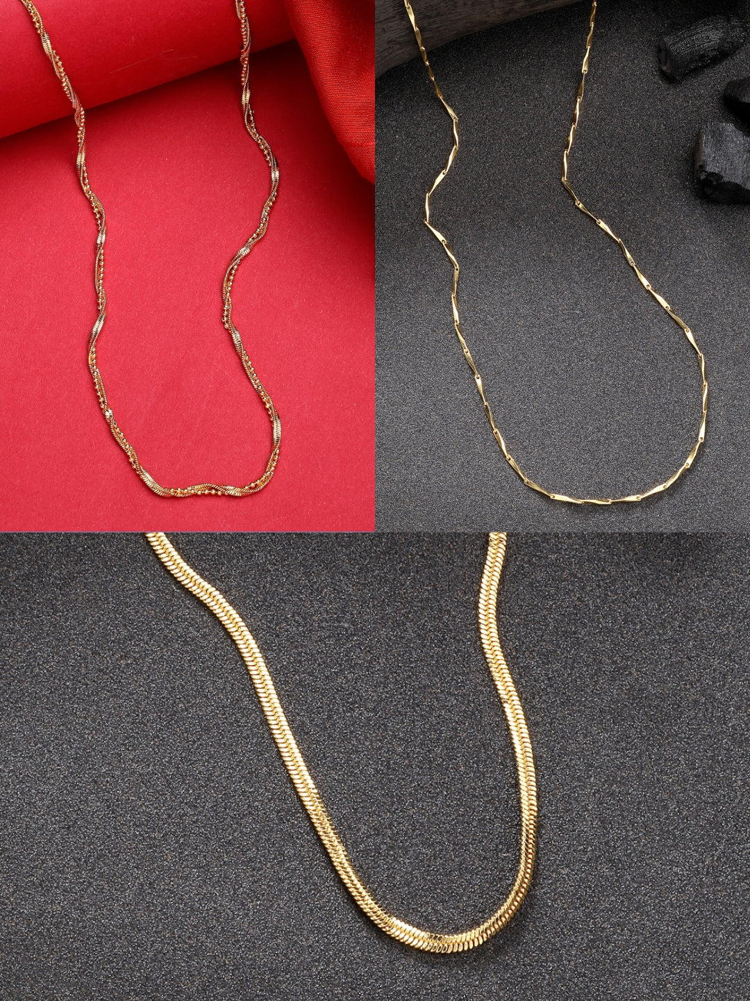 NVR Women's Set of 3 Gold-Polished Minimal Chain - Distacart