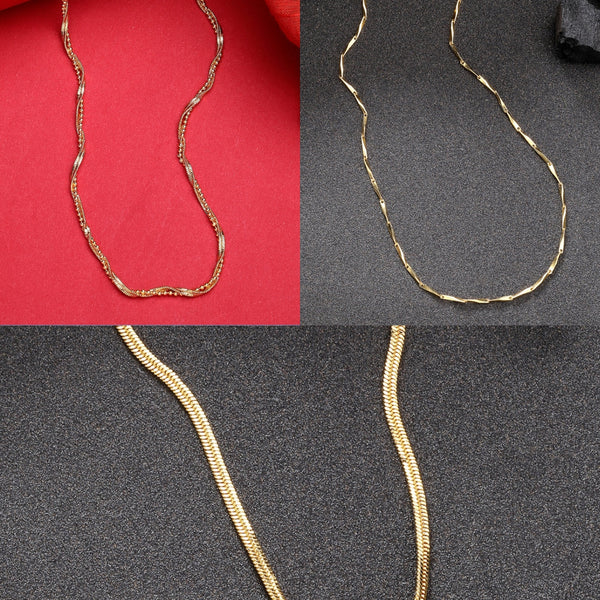 NVR Women's Set of 3 Gold-Polished Minimal Chain - Distacart