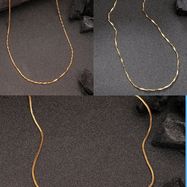 NVR Women's Set of 3 Gold-Polished Minimal Chain - Distacart