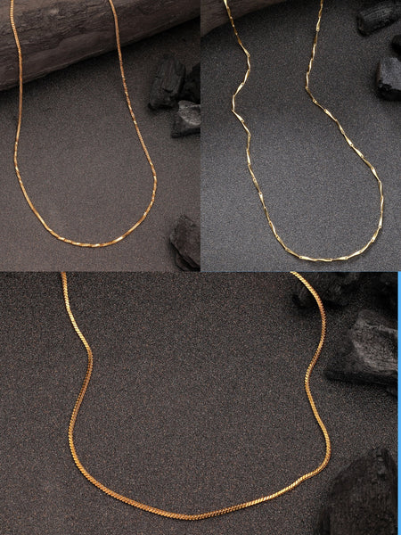 NVR Women's Set of 3 Gold-Polished Minimal Chain - Distacart