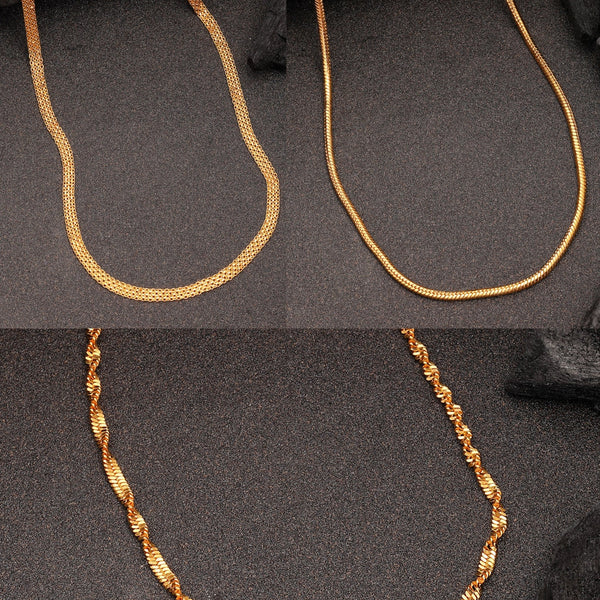 NVR Women's Set of 3 Gold-Polished Minimal Chain - Distacart
