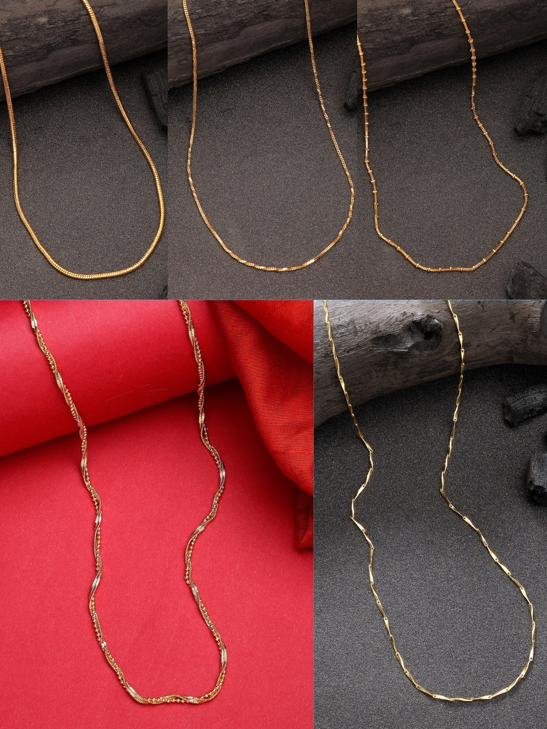 NVR Women's Set of 5 Gold-Polished Minimal Chain - Distacart