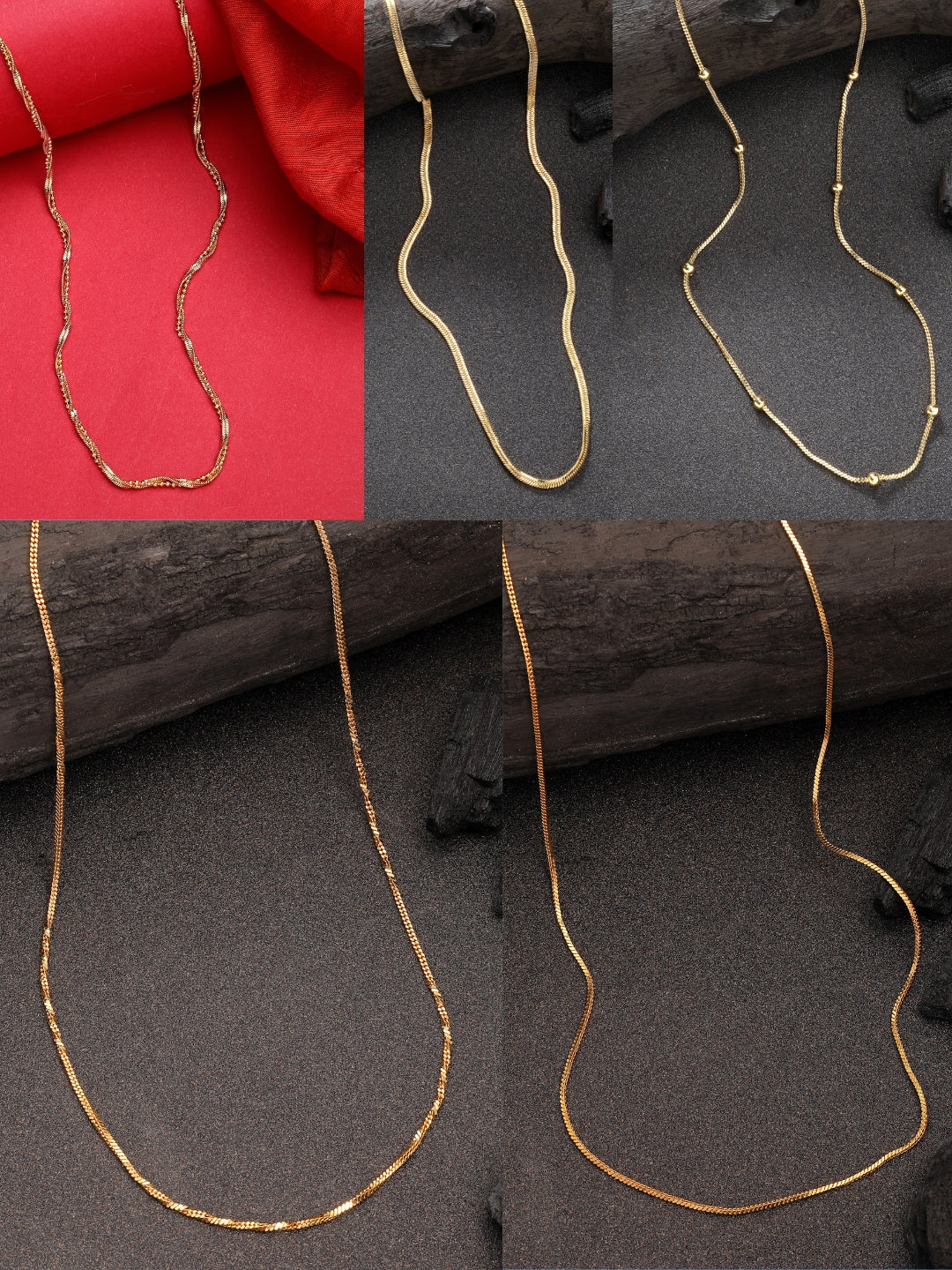 NVR Women's Set of 5 Gold-Polished Minimal Chain - Distacart