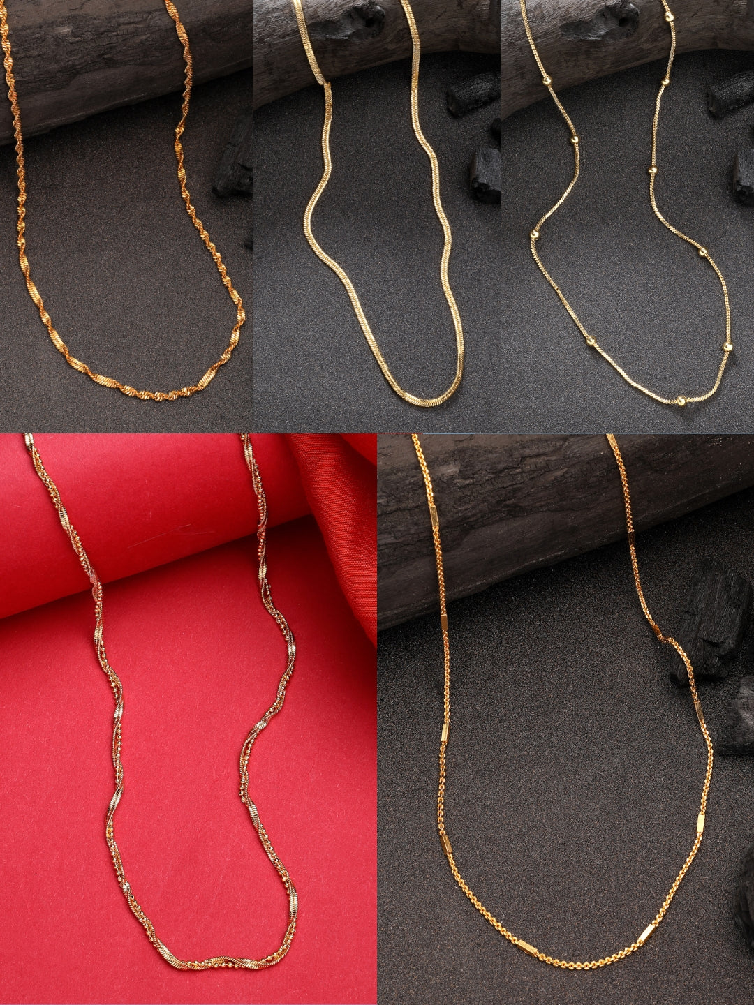 NVR Women's Set of 5 Gold-Polished Minimal Chain - Distacart