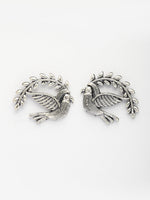 Thumbnail for NVR Women Silver Toned Oxidized Pigeon Design Drop Earrings - Distacart