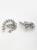 Thumbnail for NVR Women Silver Toned Oxidized Pigeon Design Drop Earrings - Distacart