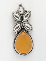 Thumbnail for NVR Women Yellow Artificial Stones Silver Plated Drop Earrings - Distacart