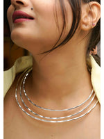 Thumbnail for NVR Women 3 Layers Oxidized Silver-Plated Statement Choker Necklace - Distacart