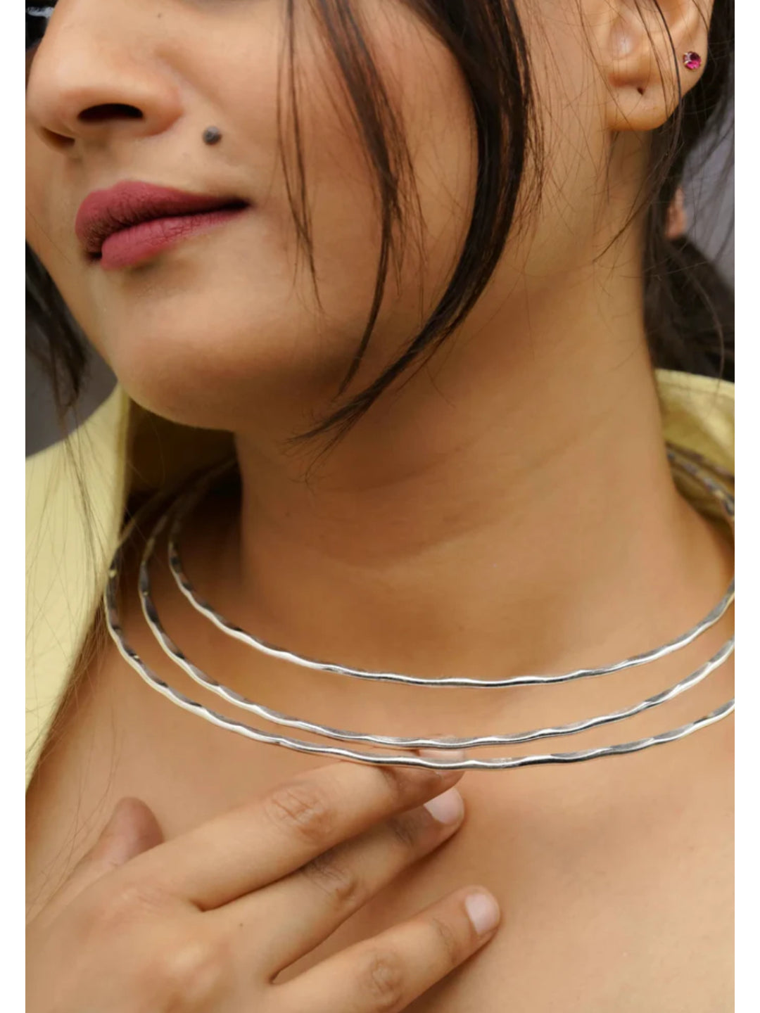 NVR Women 3 Layers Oxidized Silver-Plated Statement Choker Necklace - Distacart