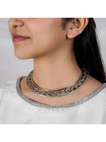 Thumbnail for NVR Women's Silver-Plated Oxidized Statement Choker Necklace - Distacart