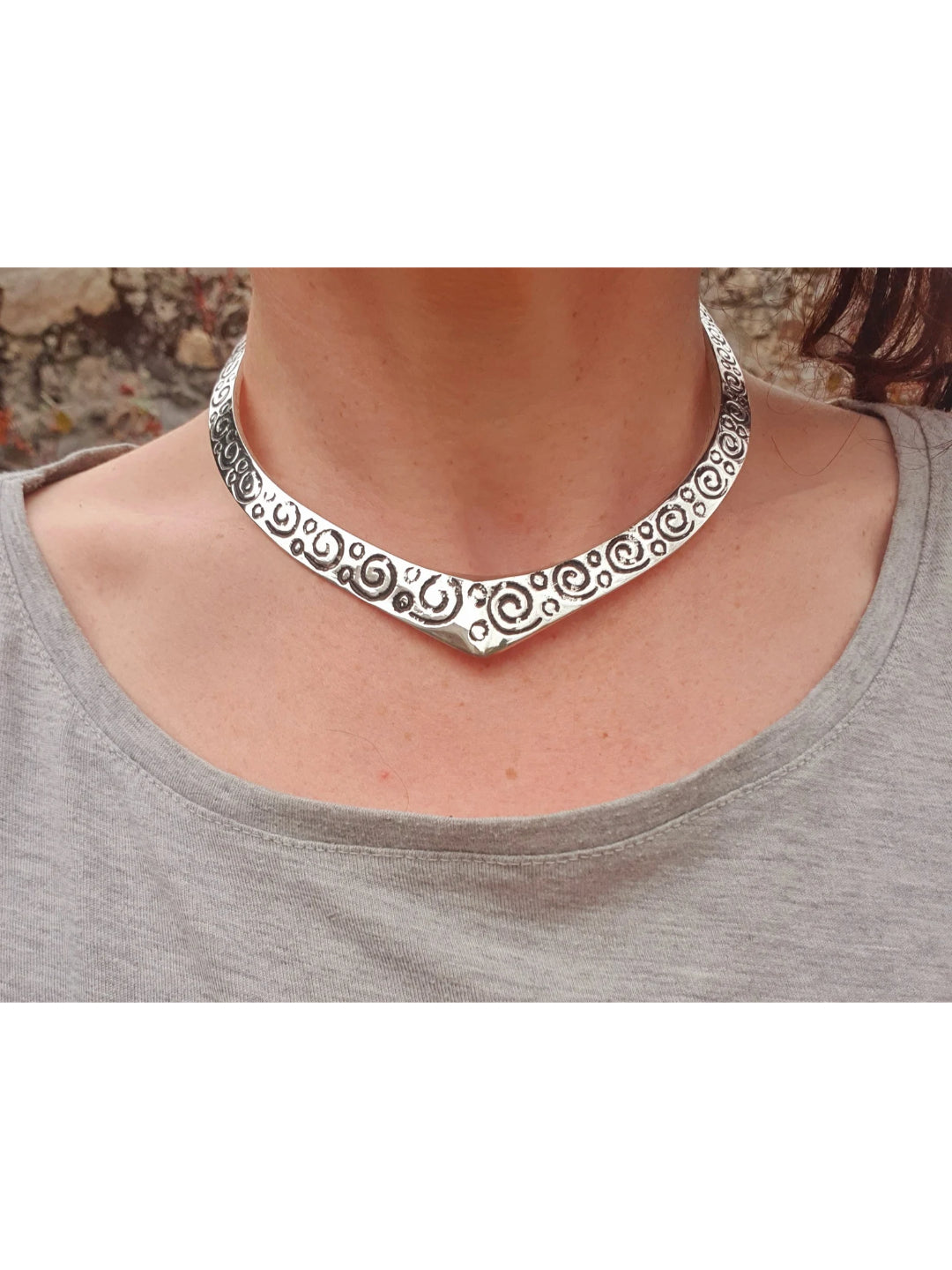 NVR Women's Handmade Silver-Plated Oxidized Collar Choker Necklace - Distacart