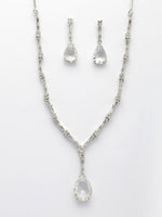 Thumbnail for NVR Women's Silver-Plated White American Diamond-Studded Handcrafted Jewellery Set - Distacart