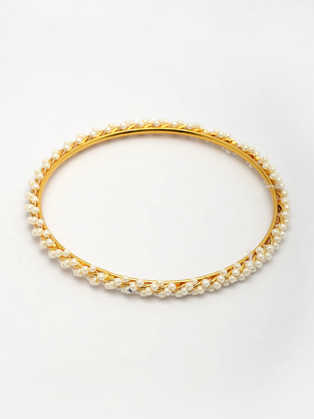 NVR Women Set of 4 Gold-Polished Pearls Handcrafted Traditional Bangles