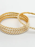Thumbnail for NVR Women Set of 4 Gold-Polished Pearls Handcrafted Traditional Bangles