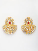 Thumbnail for NVR Women's Gold Toned Red Stones & Kundan Studded Jewellery Set - Distacart