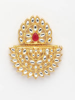 Thumbnail for NVR Women's Gold Toned Red Stones & Kundan Studded Jewellery Set - Distacart