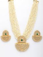 Thumbnail for NVR Women's Gold Toned Green Stones & Kundan Studded Jewellery Set - Distacart