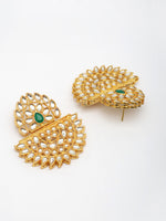 Thumbnail for NVR Women's Gold Toned Green Stones & Kundan Studded Jewellery Set - Distacart