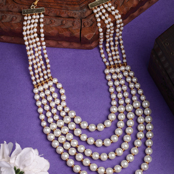 NVR Women Handcrafted White Beaded Layered Necklace - Distacart