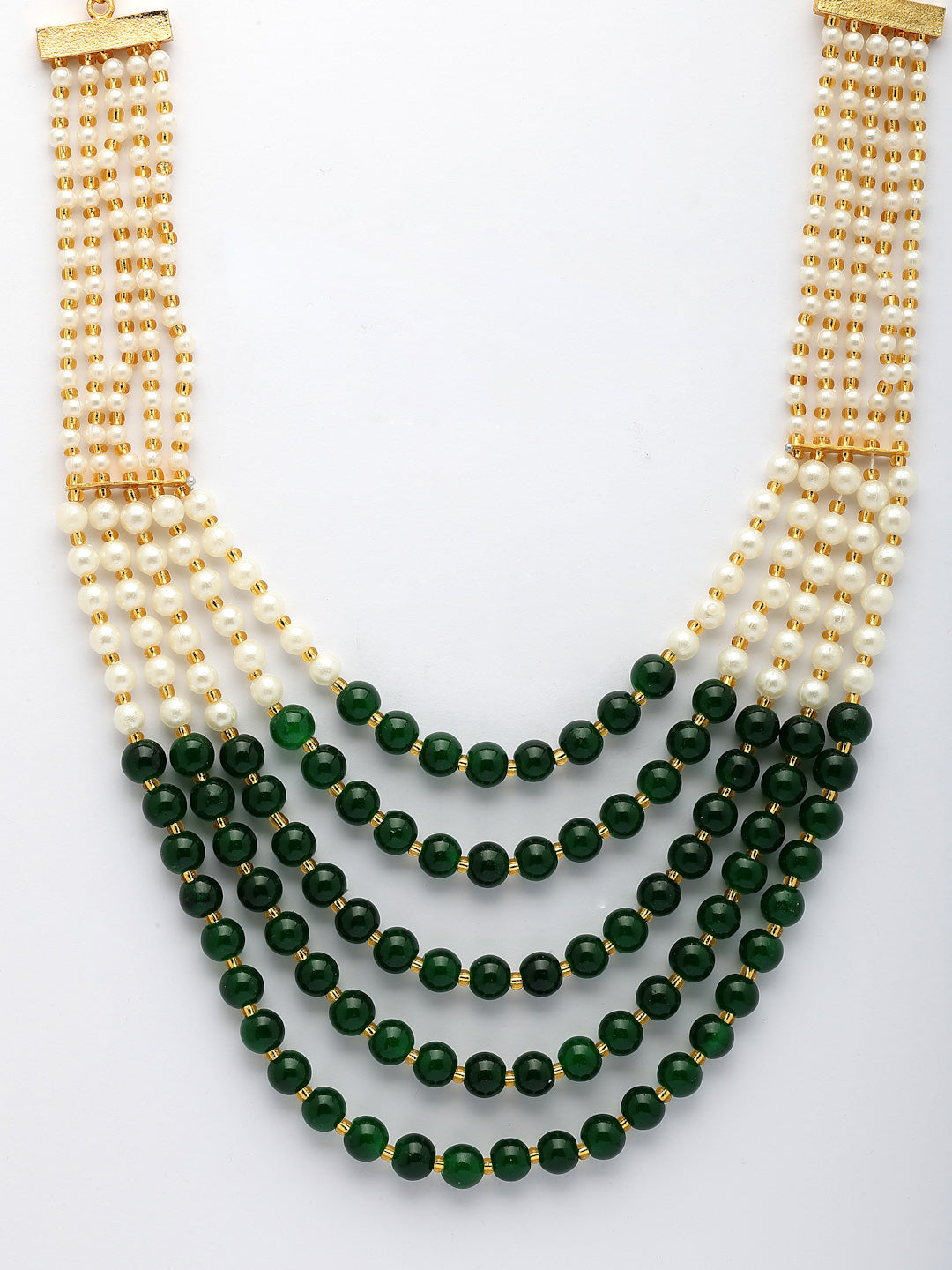 NVR Women Handcrafted Green & White Beaded Layered Necklace - Distacart