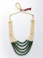Thumbnail for NVR Women Handcrafted Green & White Beaded Layered Necklace - Distacart