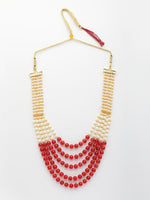 Thumbnail for NVR Women Handcrafted Red & White Beaded Layered Necklace - Distacart
