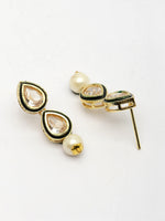 Thumbnail for NVR Women Gold-Polished Pear Shape Kundan Studded Short Jewellery Set - Distacart