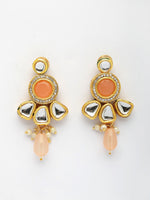 Thumbnail for NVR Women Peach Stones with Kundan Studded Long Jewellery Set - Distacart