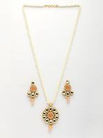 Thumbnail for NVR Women Peach Stones with Kundan Studded Long Jewellery Set - Distacart