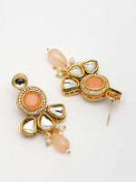 Thumbnail for NVR Women Peach Stones with Kundan Studded Long Jewellery Set - Distacart
