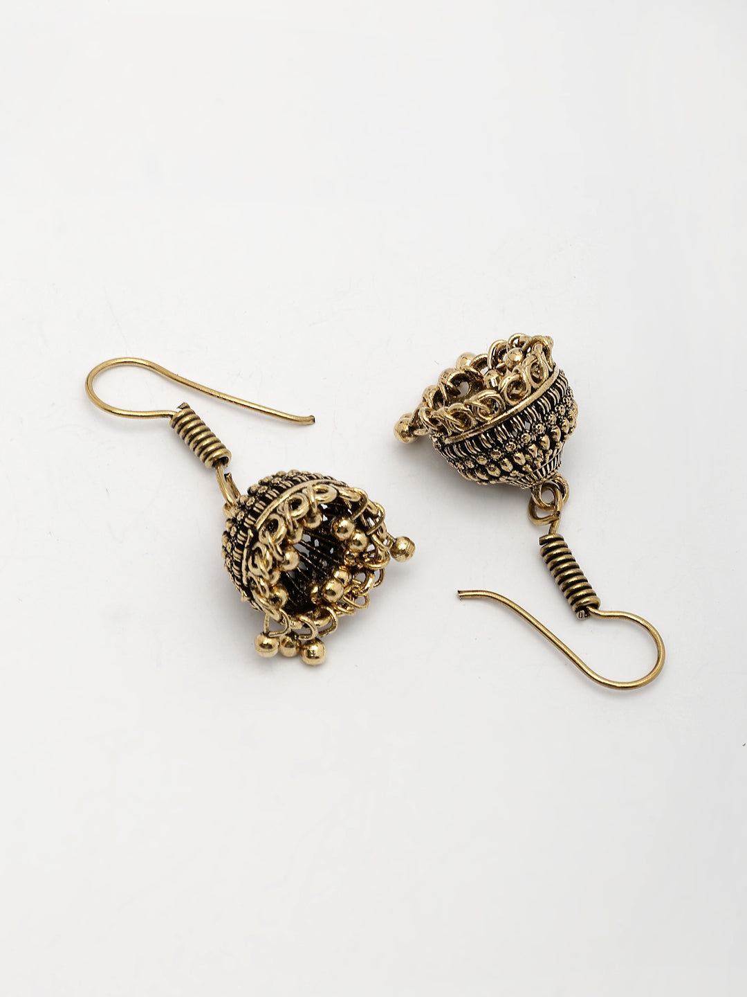 NVR Women Gold-Polished Traditional Oxidized Jhumka Earrings - Distacart
