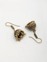 Thumbnail for NVR Women Gold-Polished Traditional Oxidized Jhumka Earrings - Distacart