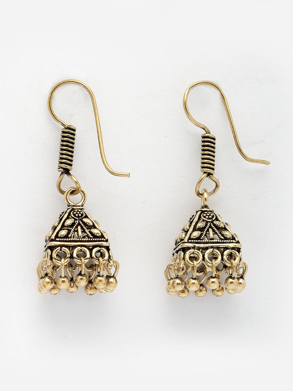NVR Women's Oxidized Gold-Polished Jhumka Earrings - Distacart