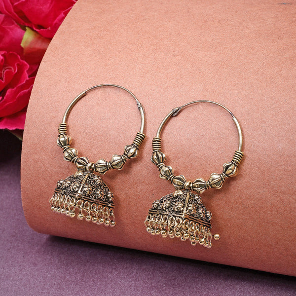NVR Women's Ethnic Gold-Polished Oxidized Jhumka Earrings - Distacart