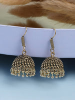 Thumbnail for NVR Women Gold-Polished German Silver Jhumka Earrings - Distacart
