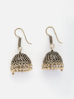 Thumbnail for NVR Women Gold-Polished German Silver Jhumka Earrings - Distacart
