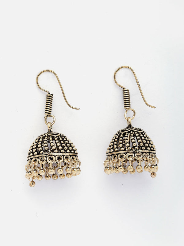 NVR Women Gold-Polished German Silver Jhumka Earrings - Distacart