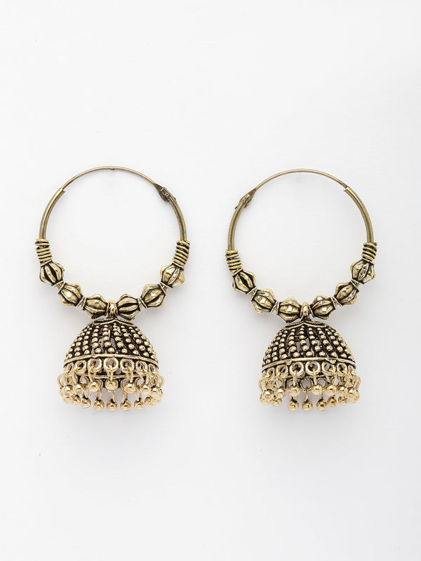 NVR Women's Handmade Gold-Polished Oxidized Traditional Jhumka Earrings - Distacart