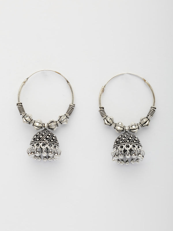 NVR Women's Ethnic Silver Plated Oxidized Circle Jhumka Earrings - Distacart