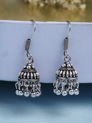 NVR Women's Traditional Silver Plated Oxidized Jhumka Earrings - Distacart