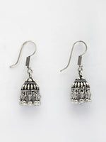 Thumbnail for NVR Women's Traditional Silver Plated Oxidized Jhumka Earrings - Distacart