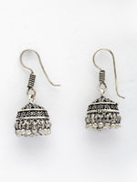 Thumbnail for NVR Women Silver Plated Oxidized Traditional Jhumka Earrings - Distacart