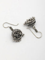 Thumbnail for NVR Women Silver Plated Oxidized Traditional Jhumka Earrings - Distacart