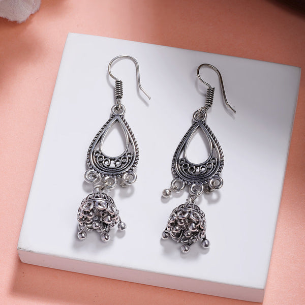 NVR Women Silver Plated German Silver Jhumka Earrings - Distacart