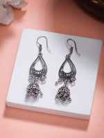 Thumbnail for NVR Women Silver Plated German Silver Jhumka Earrings - Distacart